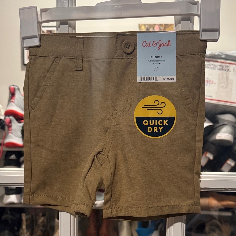 Bundle: 2 Pairs Cat & Jack Quick Dry Shorts • Kids Size 3T • Brown